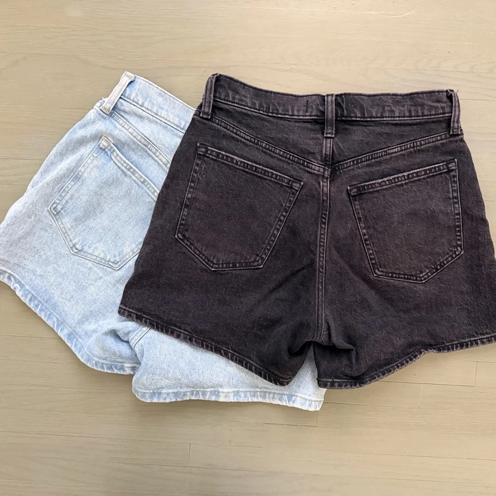 Abercrombie & Fitch Black and Light Blue Jean Shorts - Picture 2 of 9